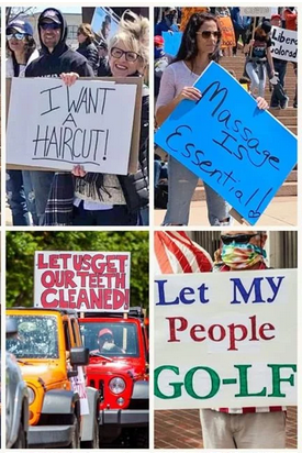 "The people protesting aren't wanting to go back to their jobs, they're demanding that you do". --reddit