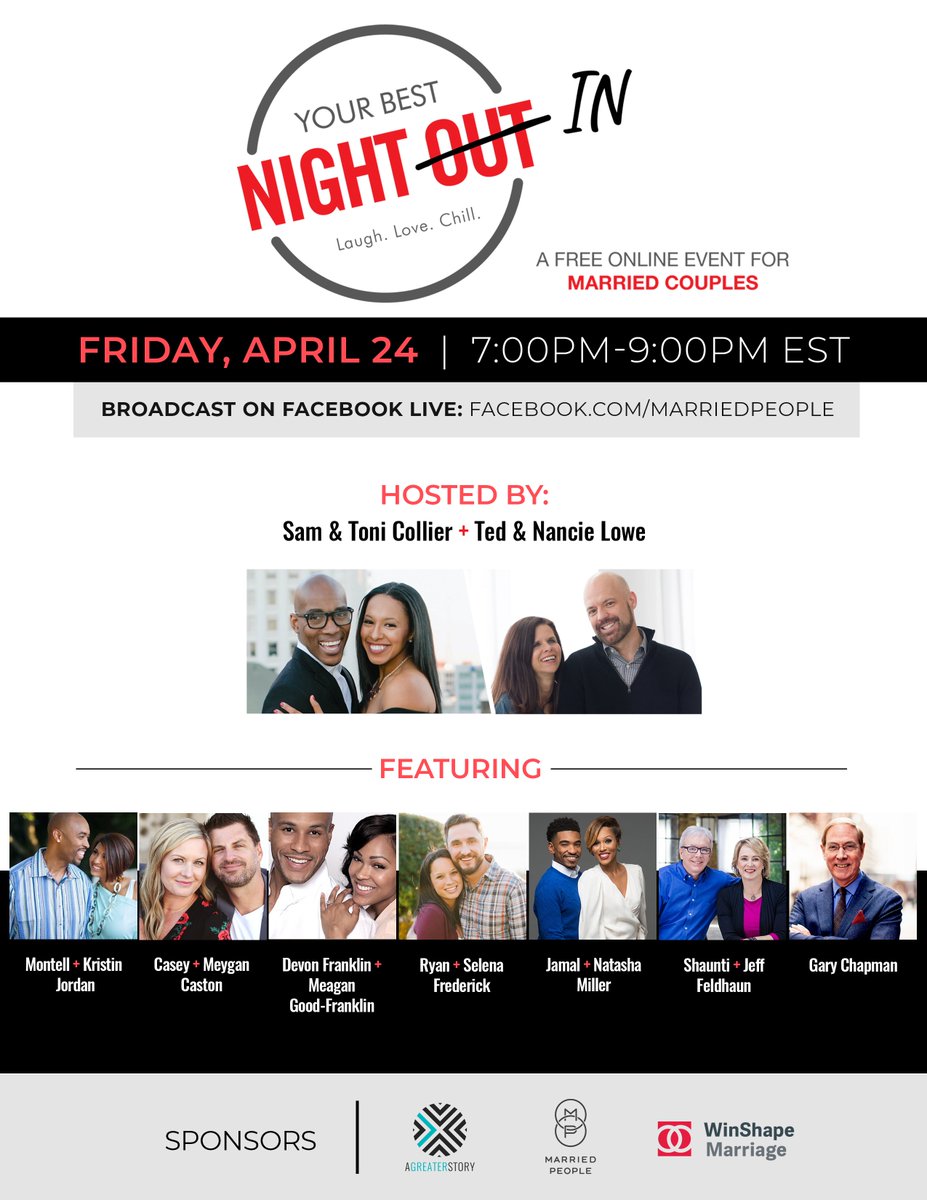 I'm super pumped about our free online event for couples this Friday night from 7-9 at facebook.com/marriedpeople/