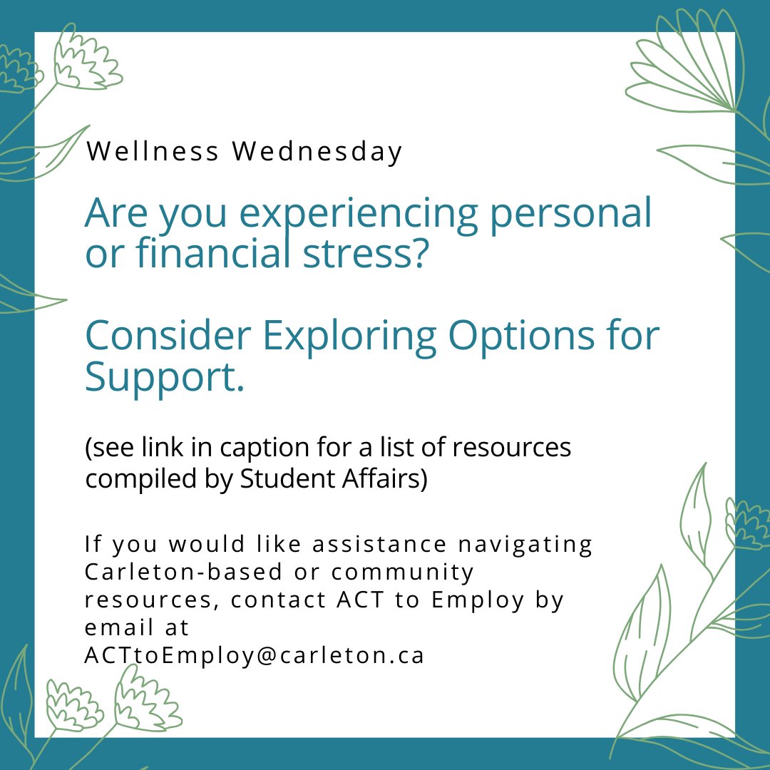 Visit the Student Resource page for more information: students.carleton.ca/coronavirus/st…

For additional support or information contact ACT to Employ by email: ACTtoEmploy@carleton.ca