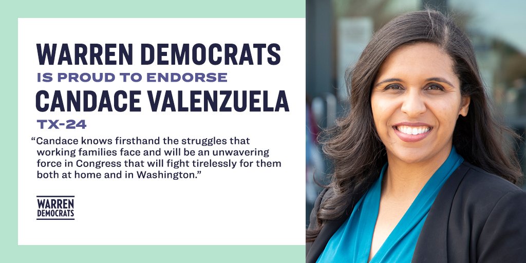 . @CandaceFor24 knows firsthand the struggles that working families face. She’ll be an unwavering force in Congress that will fight tirelessly for them both at home and in Washington. We’re proud to endorse Candace Valenzuela for Congress in Texas’ 24th District.