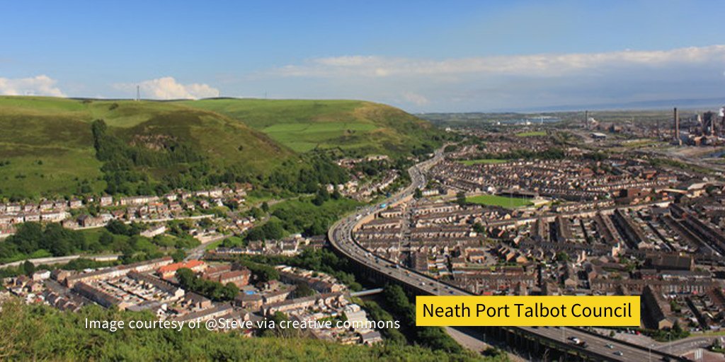 Aerial view of Neath Port in Wales