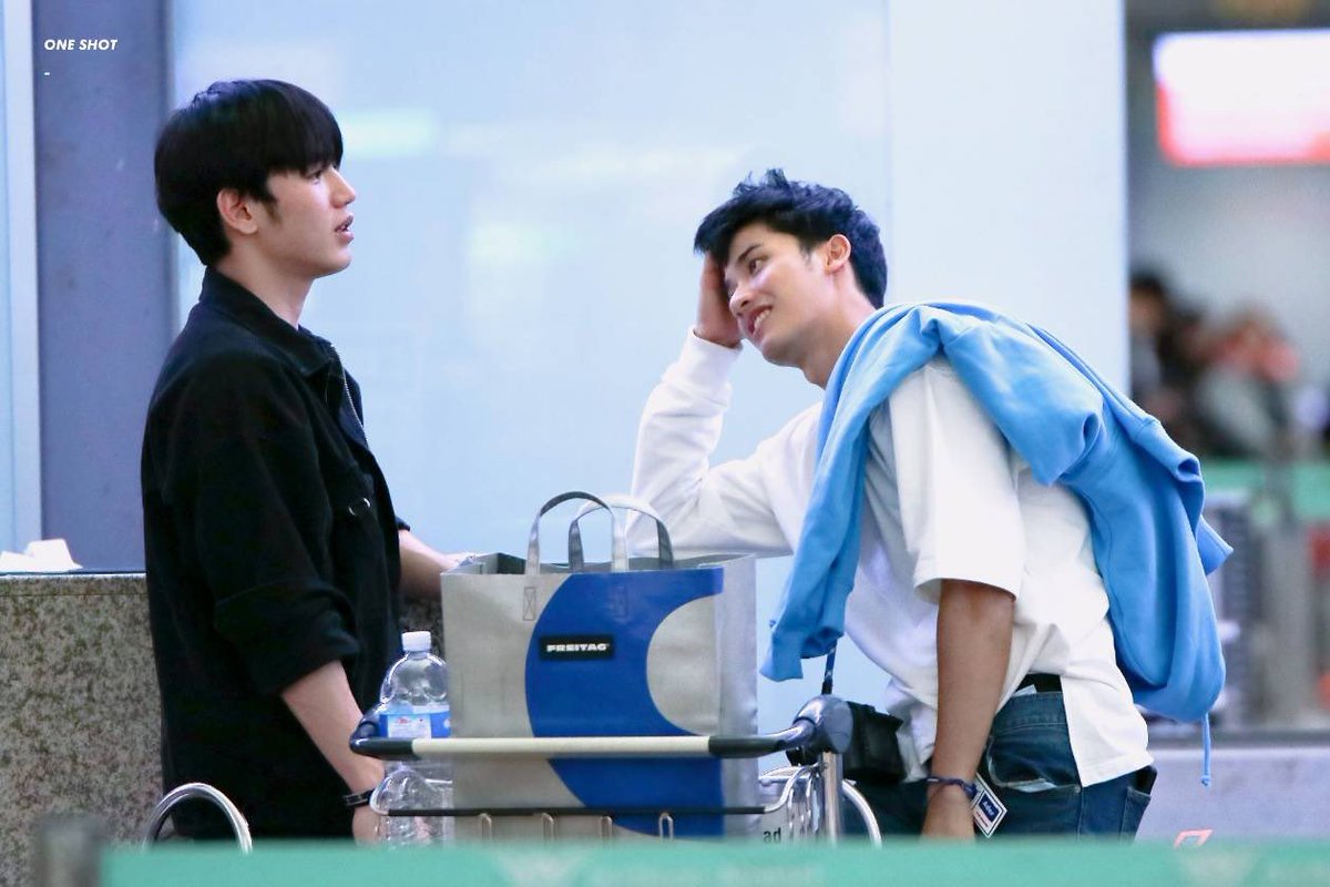 10/21/18 Korea Day 6while waiting for their flight taynew were both lost in their own world  in case ur wondering where are the others, they didn't have the same flight as taynew.