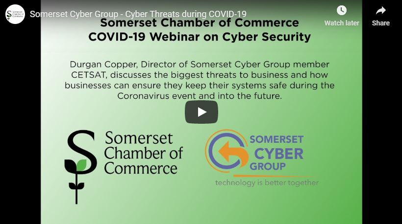 Did you miss the Cyber Security webinar we ran for <a href="/chambersomerset/">Somerset Chamber</a> on behalf of the Somerset Cyber Group? Don't worry. Here it is. 
bit.ly/2wZaFWl
#cybersecurity #webinar #Somerset