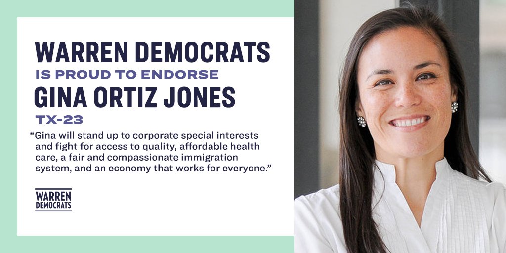 South and West Texans need a representative who will stand up to corporate special interests and fight for quality, affordable health care, a compassionate immigration system, and an economy that works for everyone. We endorse  @GinaOrtizJones in her effort to flip TX-23.