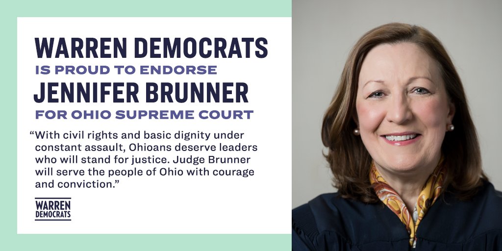 At a time when civil rights, voting rights, and basic dignity are under constant assault, Ohioans deserve leaders who will stand for justice.  @JenniferBrunner will serve the people of Ohio with courage and conviction as an Ohio Supreme Court Justice.