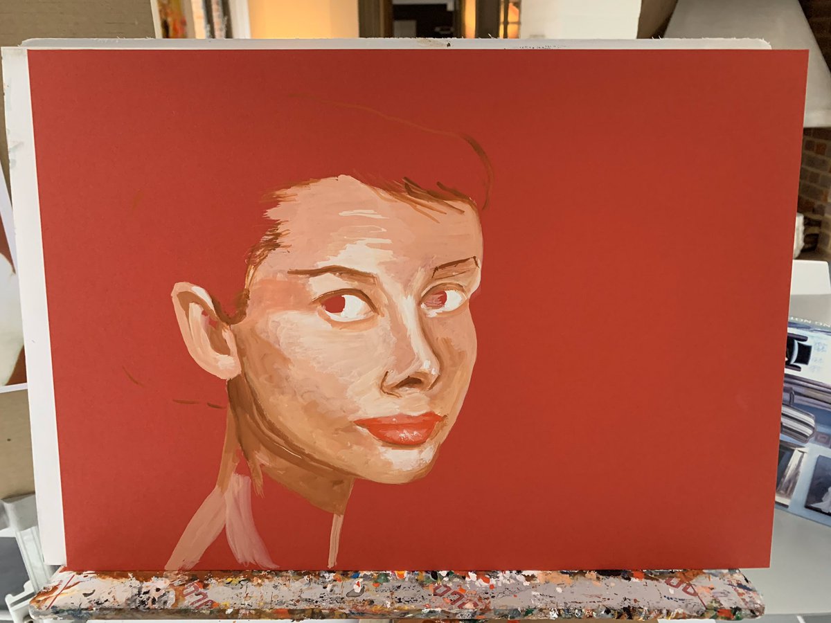 henryfraser0's tweet image. Showing the different stages of my mouth painting of Audrey Hepburn.