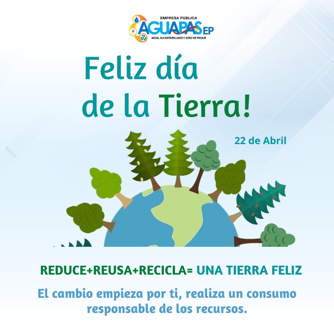 Aguapasaje's tweet photo. Feliz día de la #tierra 🌎! Es tiempo de hacer un cambio, de reaccionar, de frenar el exceso en el consumo de los recursos que el planeta nos provee ♻️Hoy que estamos en nuestros hogares ahorremos el agua y cuidemos nuestro medio ambiente ✅🤜🏼🤛🏼 
#ContamosContigoCuentaConNosotros https://t.co/VMTaKwgTjZ