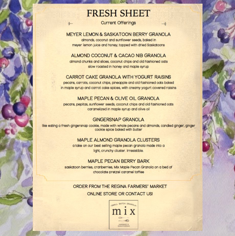 mixsmallbatch's tweet image. Here’s what we’re bringing to the online Regina Farmers’ Market this week! Order for a Thursday at noon with delivery on Saturday. Or reach out to us if that doesn’t work. #goodstuff