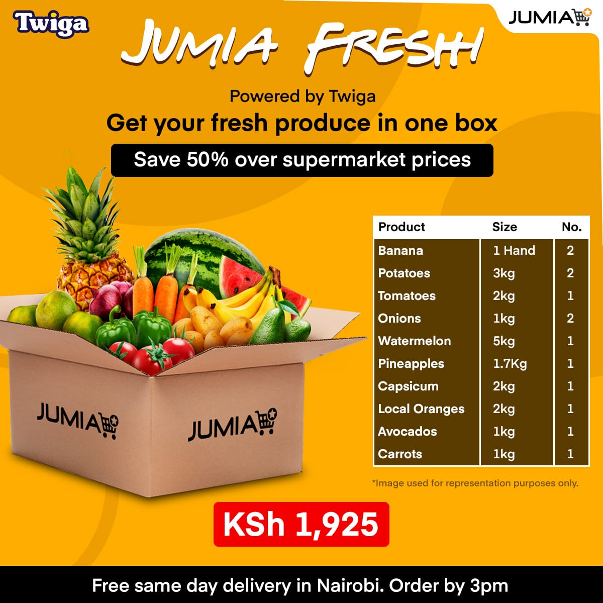Think about it, buying 30kg of Fruit and Vegetable for only Kshs 1,925, that's 50% cheaper than supermarkets, with free same day delivery in Nairobi only (before 3pm) click here to order.
bit.ly/2XU4PjV