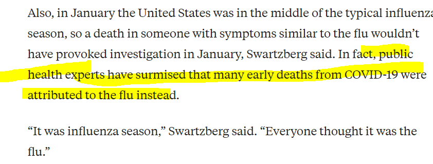 Important! Also: Every reason to fear "immunity" may not last that long, so people who fended off COVID-19 last winter might be susceptible to re-infection as soon as next winter or spring.  https://www.sfchronicle.com/health/article/First-known-U-S-coronavirus-death-occurred-on-15217316.php