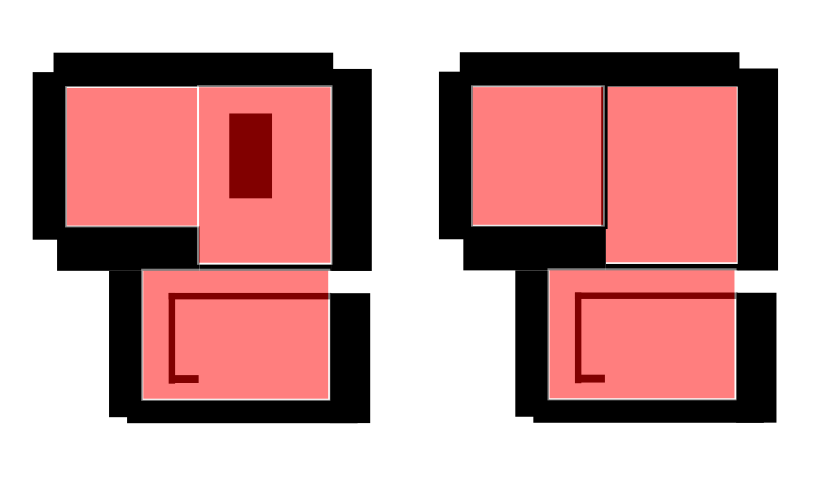 After that is done the priority becomes identifying the major spaces that can happen inside the boundaries you defined.Just mark this with some transparent shapes like bellow: