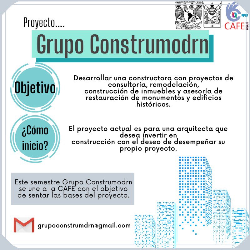 cafe_unam's tweet photo. ¿Eres fan de la arquitectura? 🏬
Este semestre se unió a la CAFE Ana Berenice García, quien con Grupo Construmodrn busca abrir una Consultoría de arquitectos que brinden los mejores proyectos de desarrollo e inversión, acá te contamos un poco más de este proyecto.
#VamosalaCAFE https://t.co/01yuq0pTpm