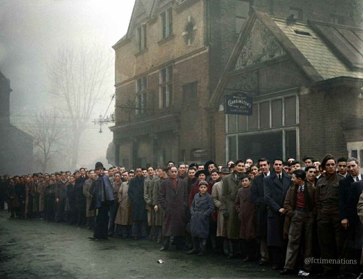 Arsenal fans before the game with Dynamo Moscow on White Hart Lane, 1945