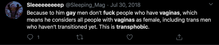 Riley J, Genital Preferences are Transphobic, Dennis. https://www.youtube.com/watch?time_continue=1&v=k5GYlZKfBmI&feature=emb_logo