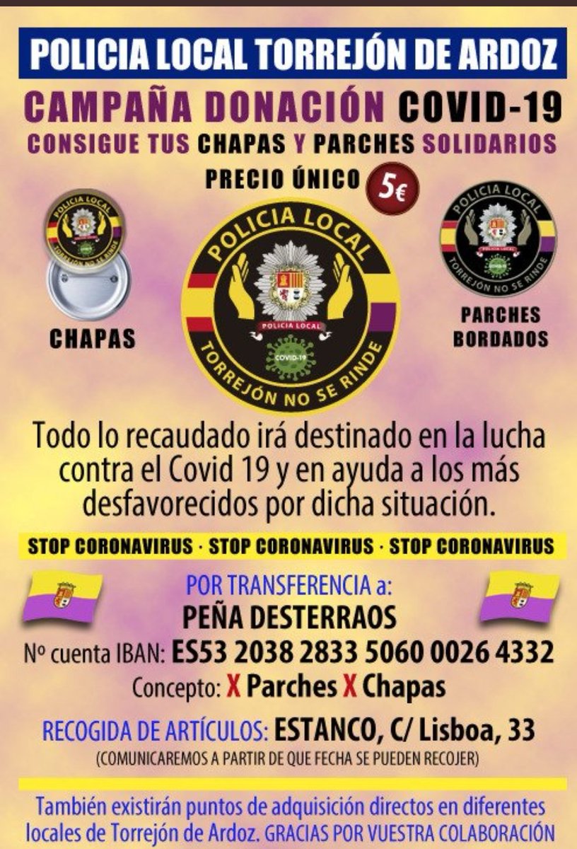 Campaña solidaria de nuestro amigos de la Peña <a href="/DesterraosP/">Peña Desterraos</a>, para los desfavorecidos por está situación del COVID19, gracias!! #Torrejon  #QuedateEnCasa