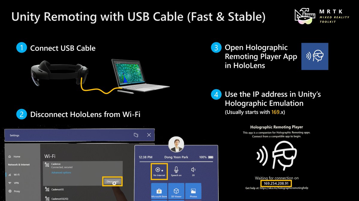 cre8ivepark's tweet photo. You can use USB cable connection for #HolographicRemoting for faster and stable streaming quality. Amazing for design & development iterations!
#MRTKTips #MadeWithMRTK #HoloLens #HoloLens2 #MixedReality #AugmentedReality #AR #MR #XR #Unity #Unity3d #VirtualReality #MadeWithUnity https://t.co/9c3KDj5uS9