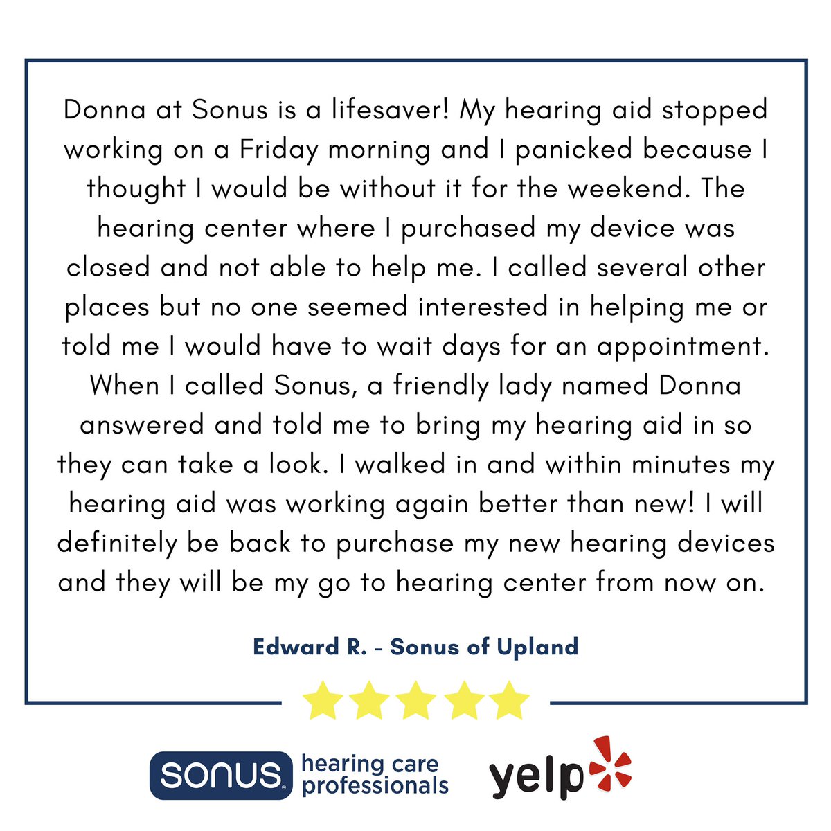 sonushearing's tweet photo. There is no better feeling than knowing we’ve been able to help someone in their hearing journey, especially during these uncertain times! https://t.co/Seu2F7Y6Ud