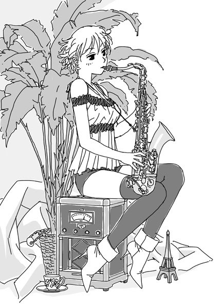 モノクロラクガキ絵再掲〜_φ(//∇//) 