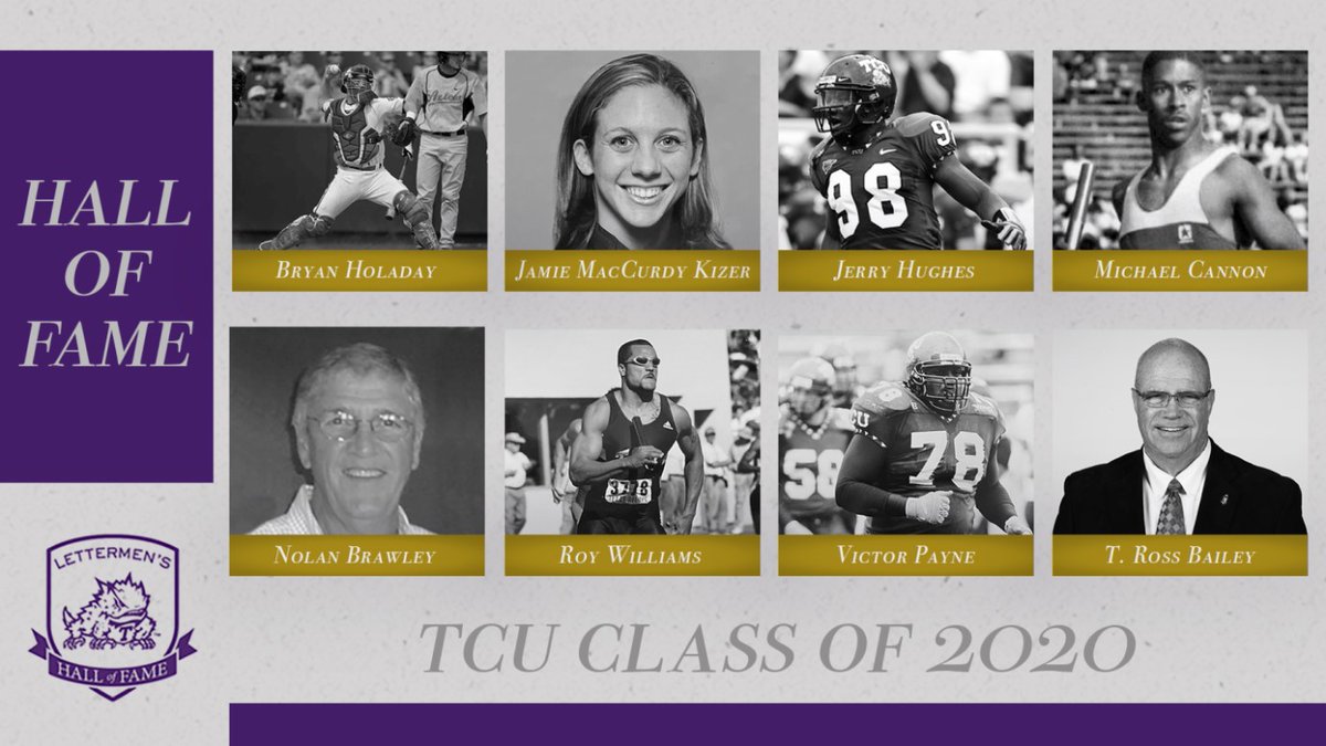 We are thrilled to announce the phenomenal TCU Lettermen’s Hall of Fame Class of 2020! Please join us in congratulating our next class of inductees. 👏

Induction weekend is set for Oct. 1-3. Read more on the Class of 2020 👉 : bit.ly/2XSlfJM