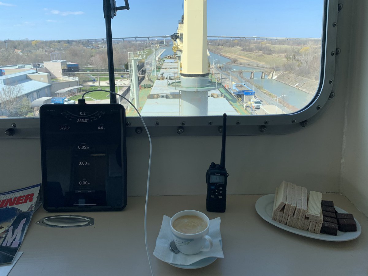 CaptainJ_A_C's tweet photo. #ShipDuJour is the @PZM_Polsteam #Isolda. I started off a wonderful afternoon trip with an amazing lunch. #FoodOnShips 
Afternoon coffee &amp; treats aren’t too bad either!
(My orange is just out of frame...I don’t eat cookies or sweets 🙄) https://t.co/ks8dYSvEgg