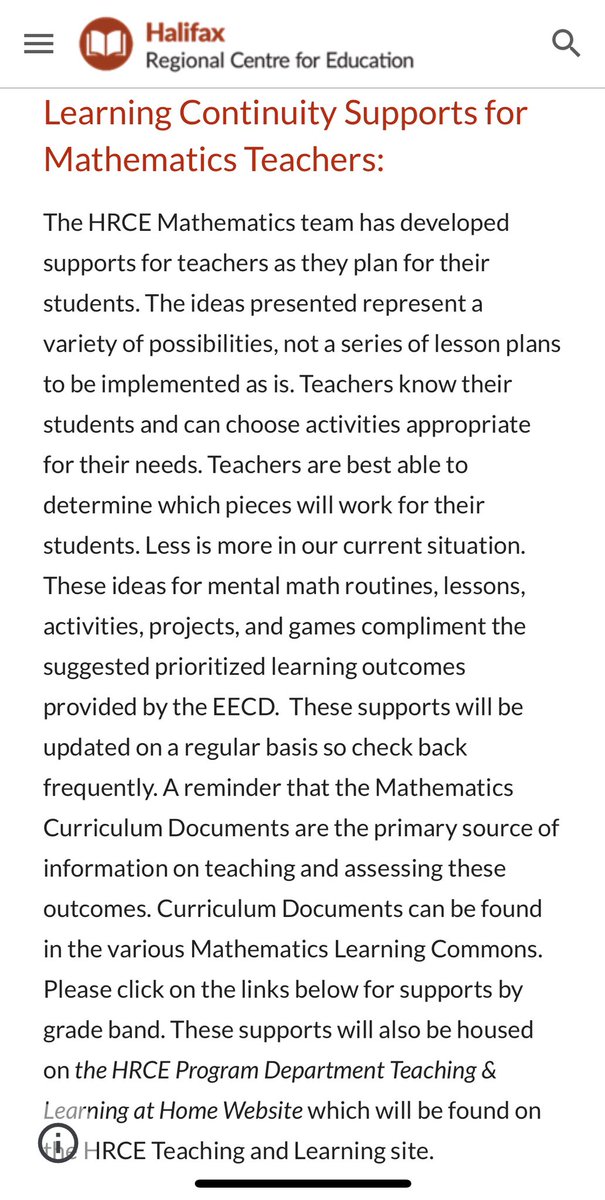 ya_wolfe's tweet photo. HRCE Teachers...check out last week’s program memo and this week’s program memo for learning continuity grids for P-12 to support you with at home learning planning. Lots of activities, games, videos to add to your lessons. #HRCEmath @HRCE_NS https://t.co/FdavKrQYY8
