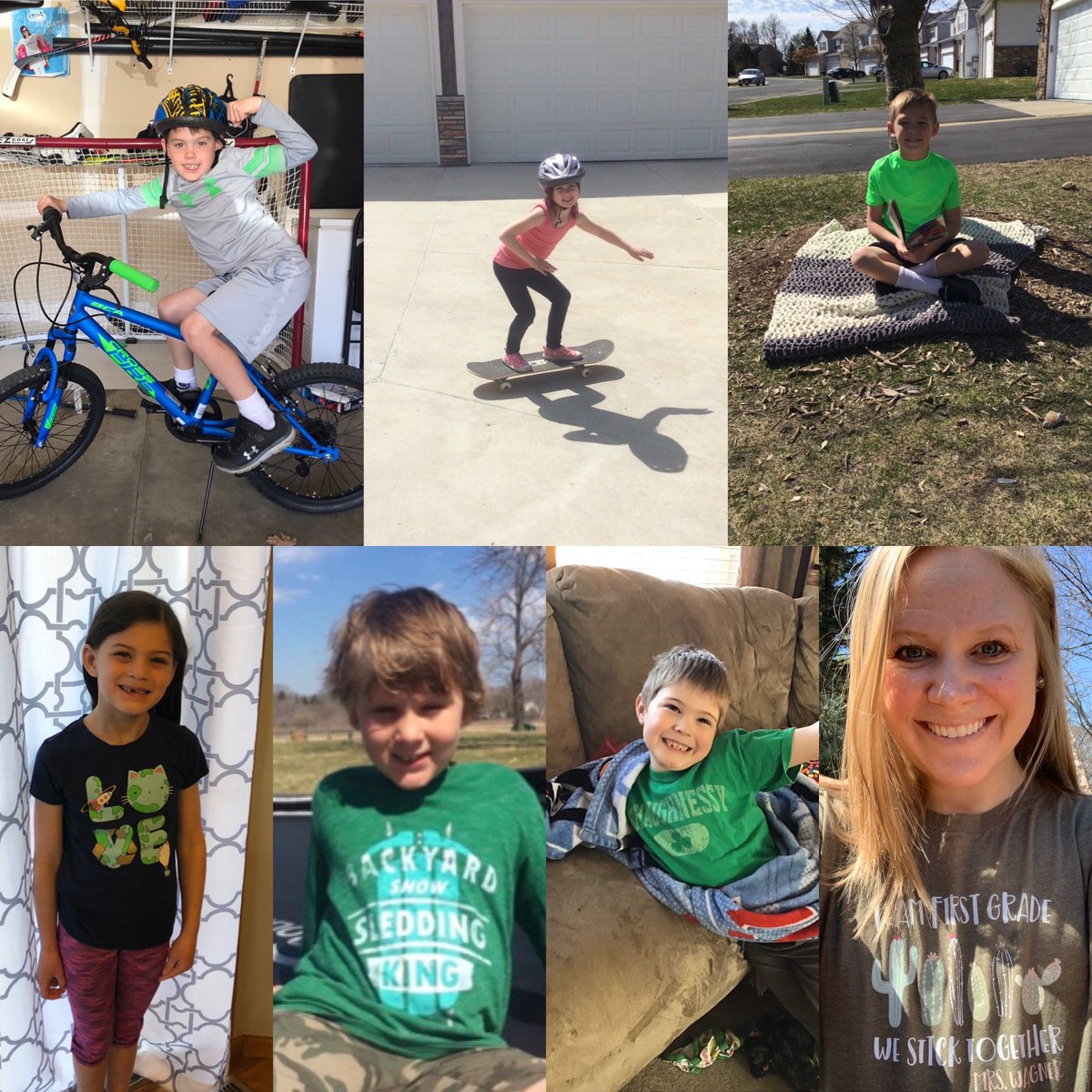jawagnerPLS's tweet photo. Celebrating #EarthDay in our #distancelearning class by getting outside or wearing green! #getoutside @GrainwoodPLS https://t.co/JYZ1j8qTFZ