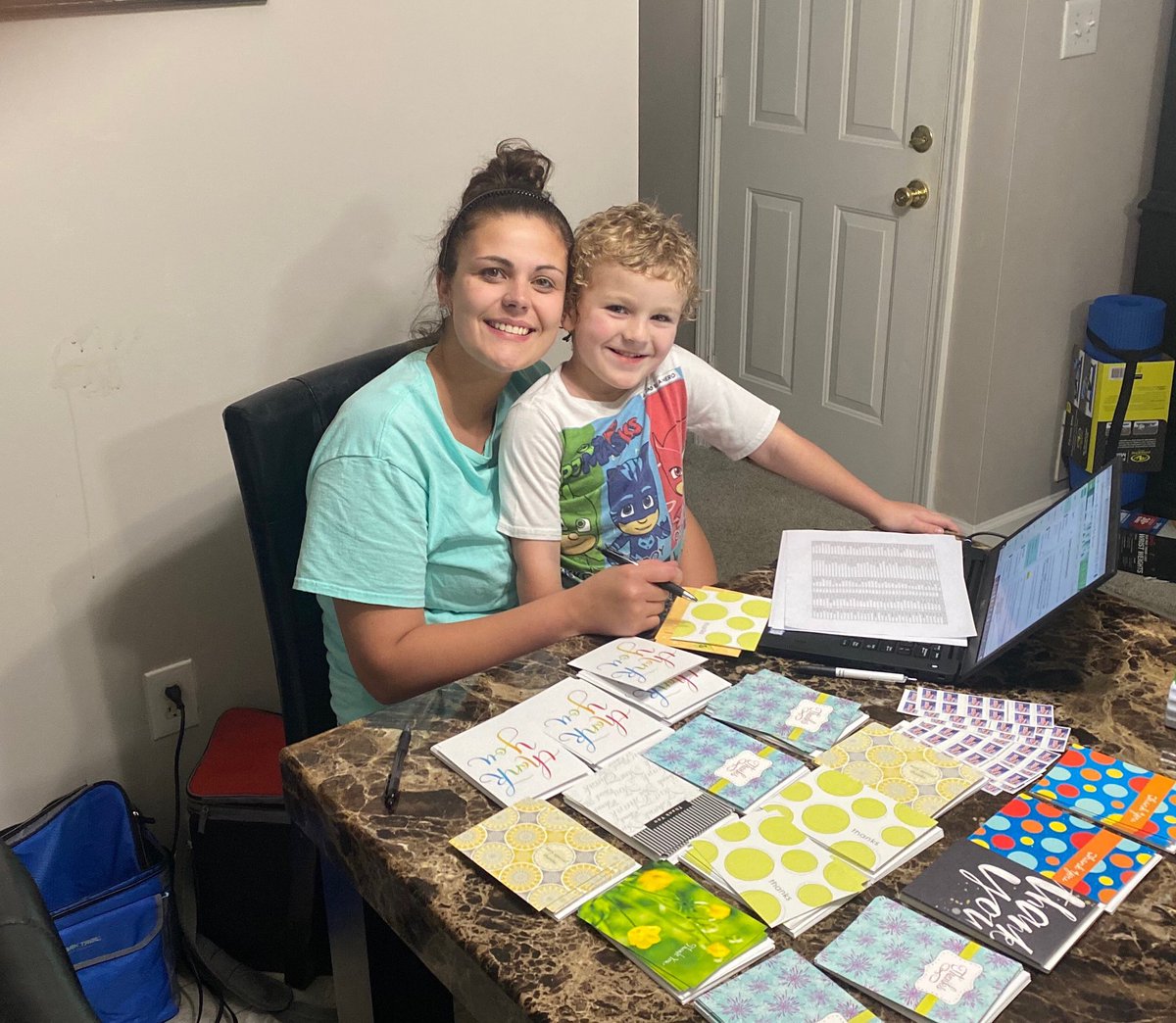 thd_anna's tweet photo. The newest addition to appliance delivery is already living by our values wheel! Thank you Emily Johnson for writing 192 thank you cards to our DC facilities with some help from your family!! #THDWeCareForYou #COVID19 @THD_SCA https://t.co/jzxPr6UvdY