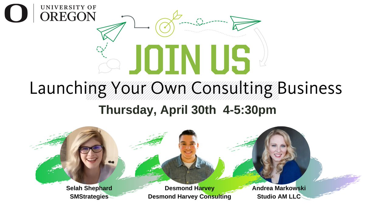 UOregonLCE's tweet photo. Internship and job offers being rescinded? Make your OWN employment opportunities &amp; avoid long employment gaps on your resume Join us April 30 for Launching Your Own Consulting or Freelance Business workshop &amp; hear from alums @SelahShepherd Desmond Harvey &amp; @oregonmba @dr_dre_MBA https://t.co/nn357PpT1P