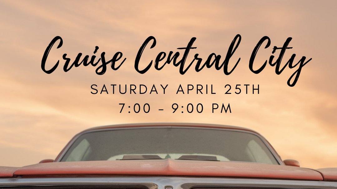 Who's ready for another Cruise Night?? This Saturday, April 25th, cruise Hwy 30 in Central City from 7:00 to 9:00 pm! Please remember to drive safe, obey all traffic laws, and practice social distancing. #commUNITY
