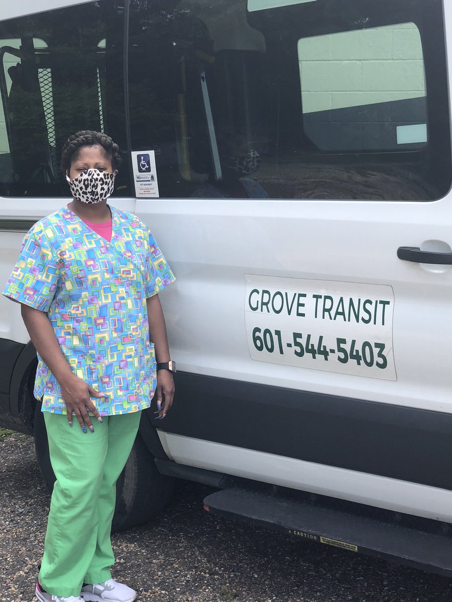GroveTransit's tweet photo. Here’s Sherrika ready for another day taking patients to medical appointments. @Hattiesburg_MS @TranspoAlliance @HburgDowntown #ToThoseWhoKeepUsMoving https://t.co/3Z0qFoDFPG