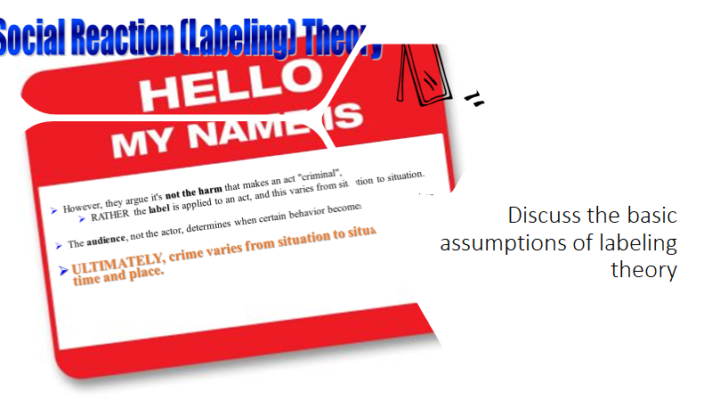 “Labeling theorists,” began to explore how & why certain acts were defined as criminal. or, what is deviant behavior & not, and how and why certain people were defined as criminal or deviant.  #MoraineValley  #MVCCOnline2020  #CRJ105  #LabelingTheory