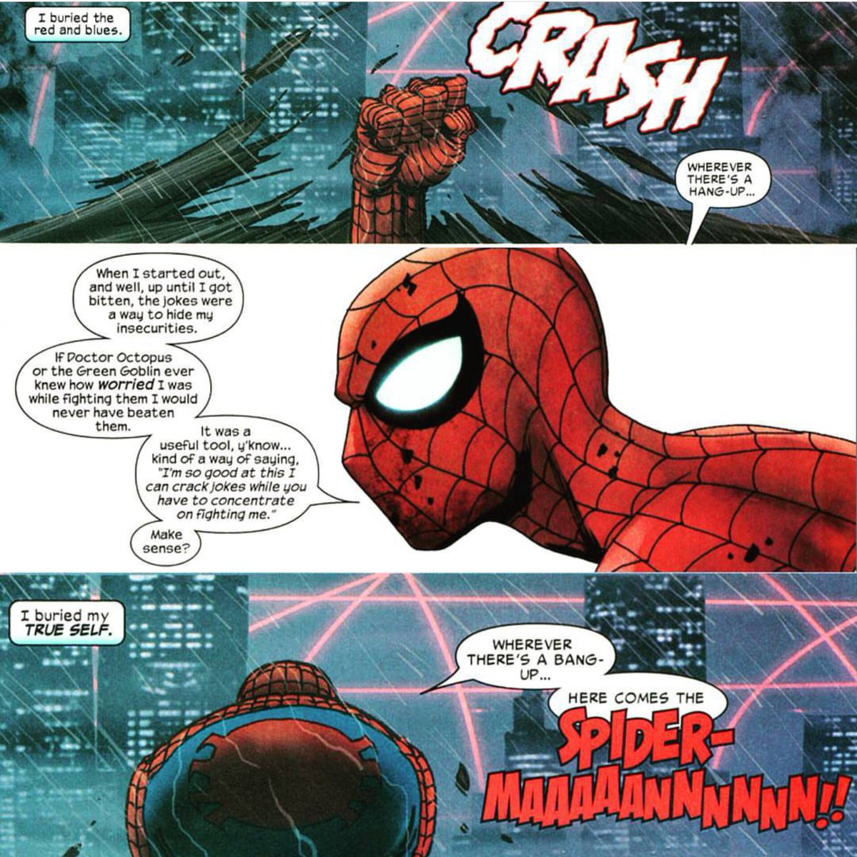 Combined the illest Spider-Man quote with his comeback from Spider-Man: Reign. This is the root of Spider-Man Peter Parker. The hardest shit possible. The best of the damn best.
