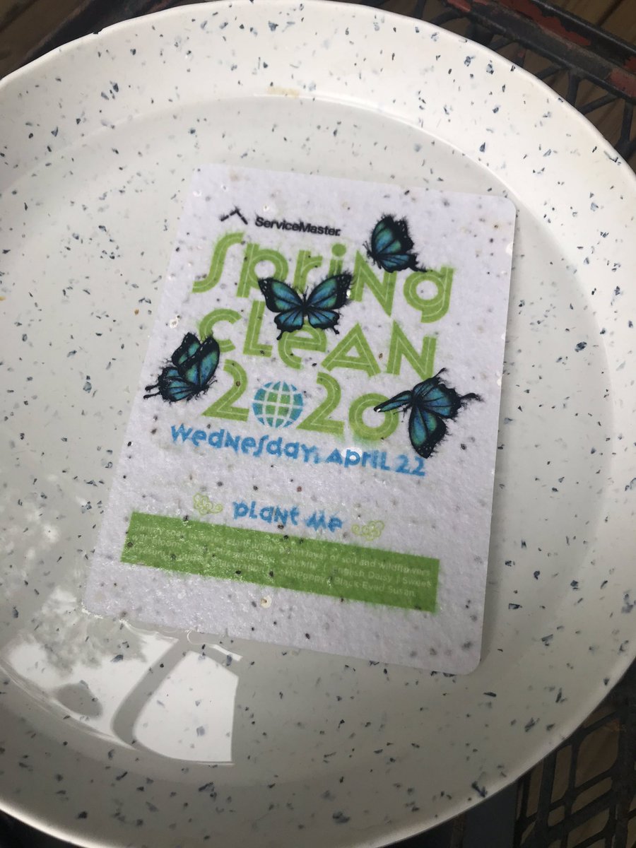 LindaMBaxter's tweet photo. Today is #EarthDay and though we’re unable to go out into the community with @ServiceMaster, they made sure the employees could still bring beauty and positivity to where we live and work. #SpringClean2020 #SocialDOstancing #NowWeWait #SeedCardsFTW https://t.co/KzaiEANUZI