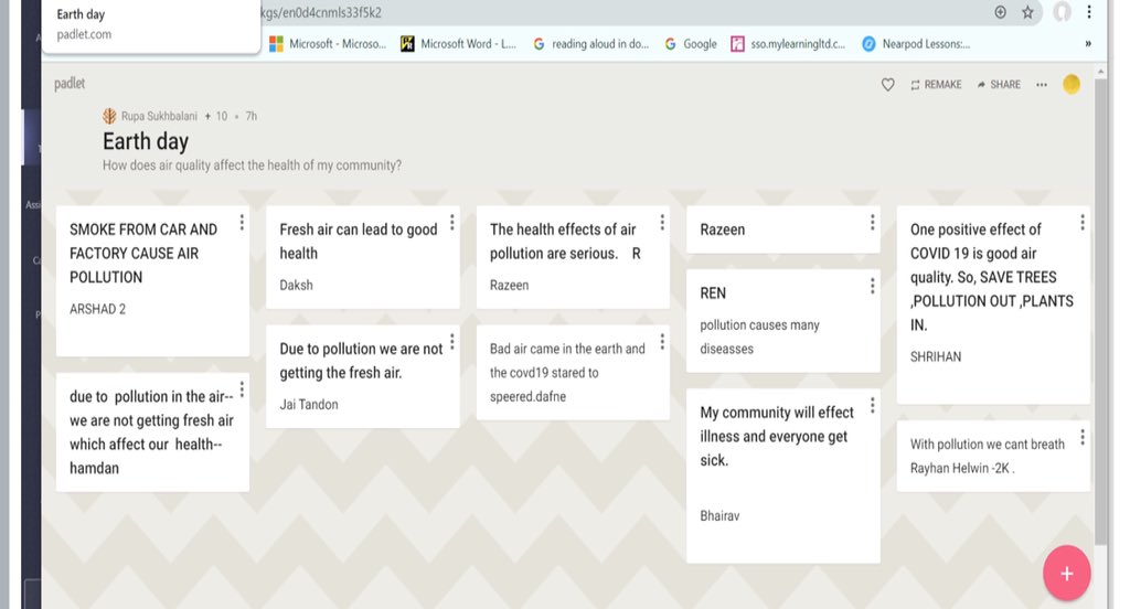 VinyAgnes11's tweet photo. Students used Paddlet and spread the message on Earth Day. @GEMS_ME @TKGStweet @ashex16 #gemscomingtogether #GEMSpreciousplanet https://t.co/eTOWkHucB5
