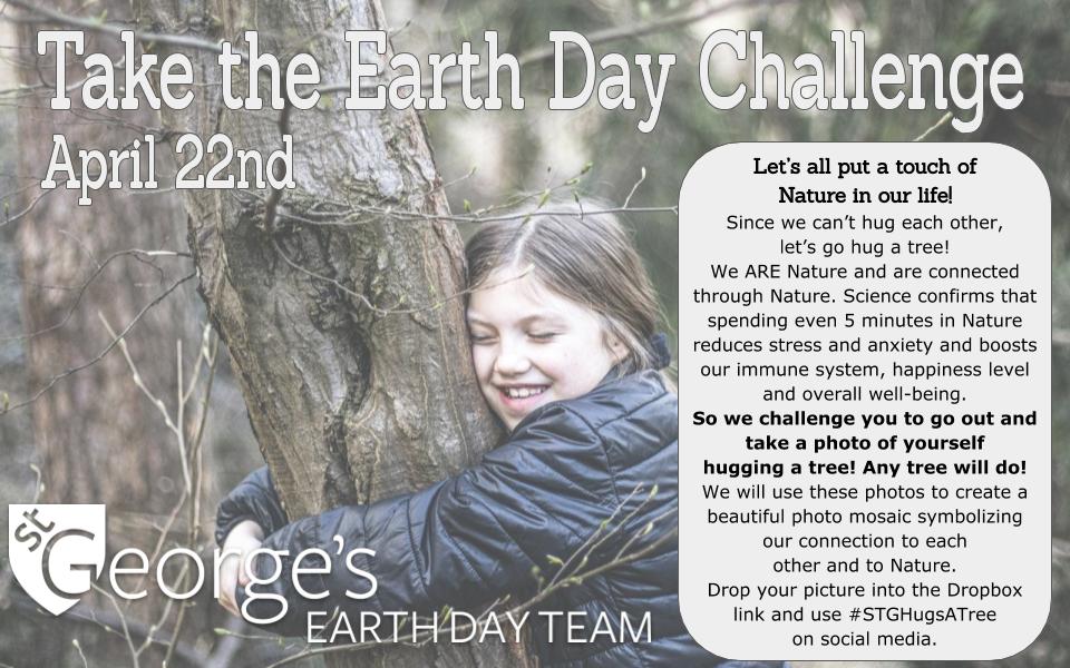 Happy #EarthDay! It may be chilly outside, but it's still a great day to take part in our Earth Day Challenge. Since we can't hug each other, let's go out and hug a tree! Snap a photo of yourself completing our challenge and use #STGHugsATree on social media 🌍💚