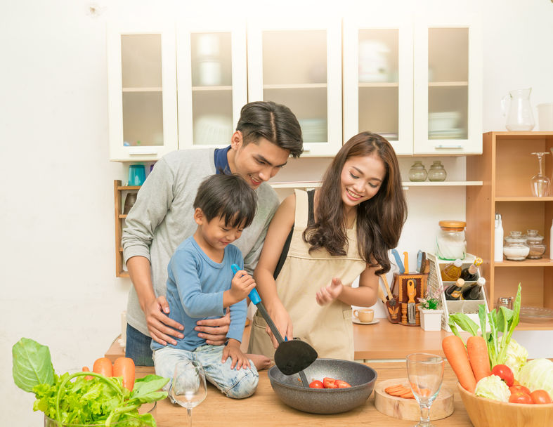 Family, Fun, and Food. After a long day of work or hours of homeschooling, gathering in the kitchen is a great way to end the day. #familymealplanning #familycooking #healthyfood