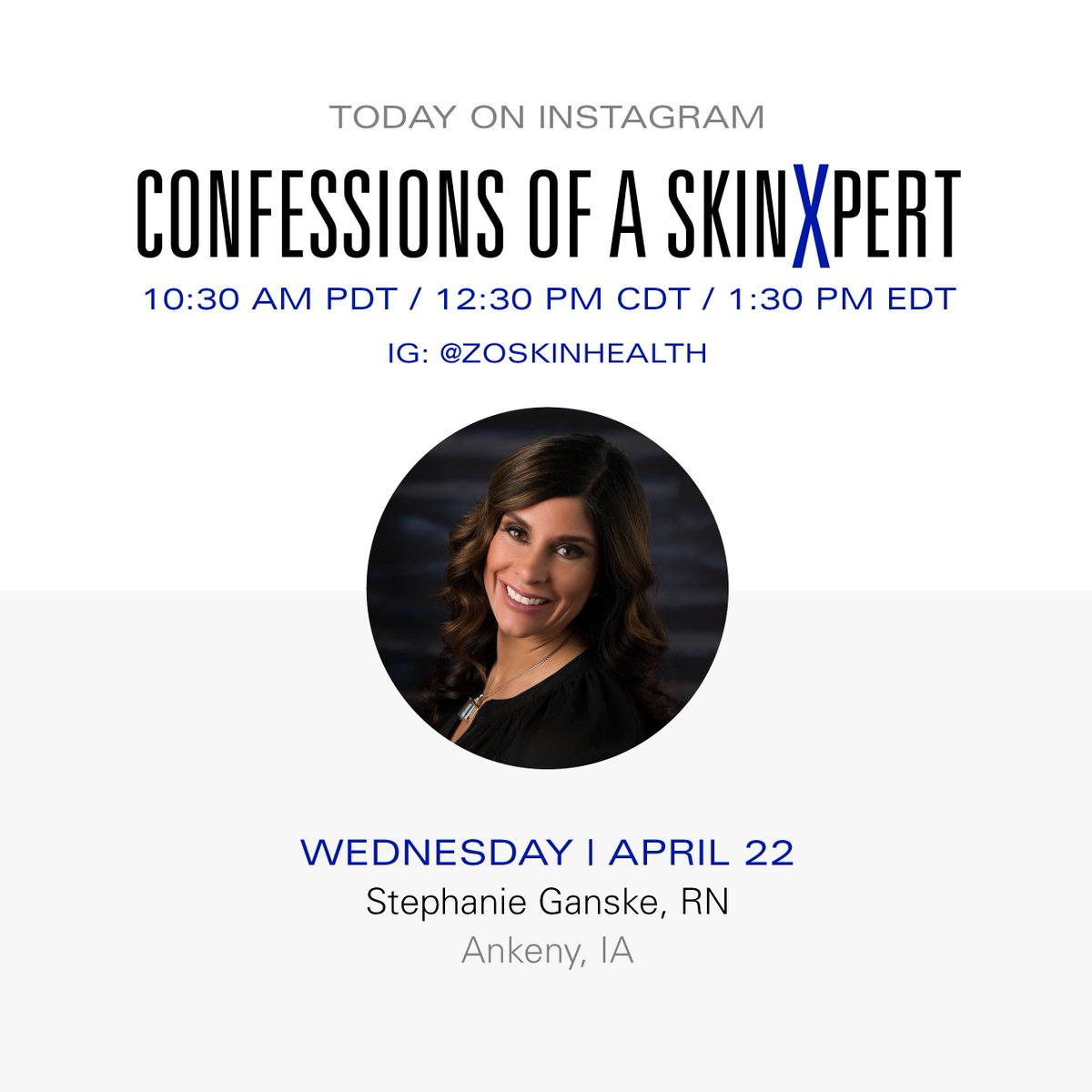 zoskinhealth's tweet photo. Join us today on IG for a new episode of #ZOSKINCONFESSIONS with 2020 #ZOCrew member, Stephanie Ganske, RN as she shares her at-home skincare and self-care tips! #ZOSKINTAKEOVER https://t.co/RBFKU8JnJA