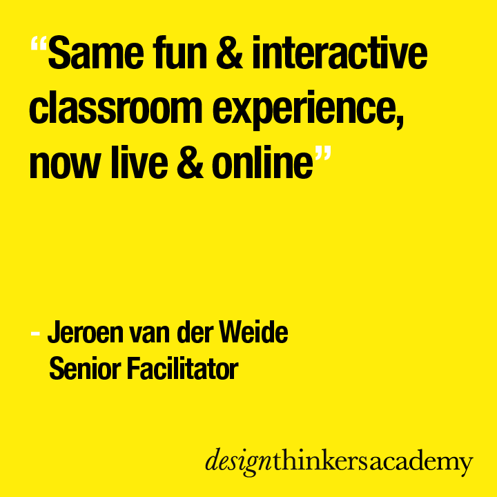 DT_Acade_My's tweet photo. Will you be joining us in our virtual studio for one of our online courses?
Interactive online classes provided by our skilled facilitators in the comfort of your own home.
Sign up now: https://t.co/Jj68vpsUty
#designthinking #designthinkersacademy #online https://t.co/By5dlcn5jX