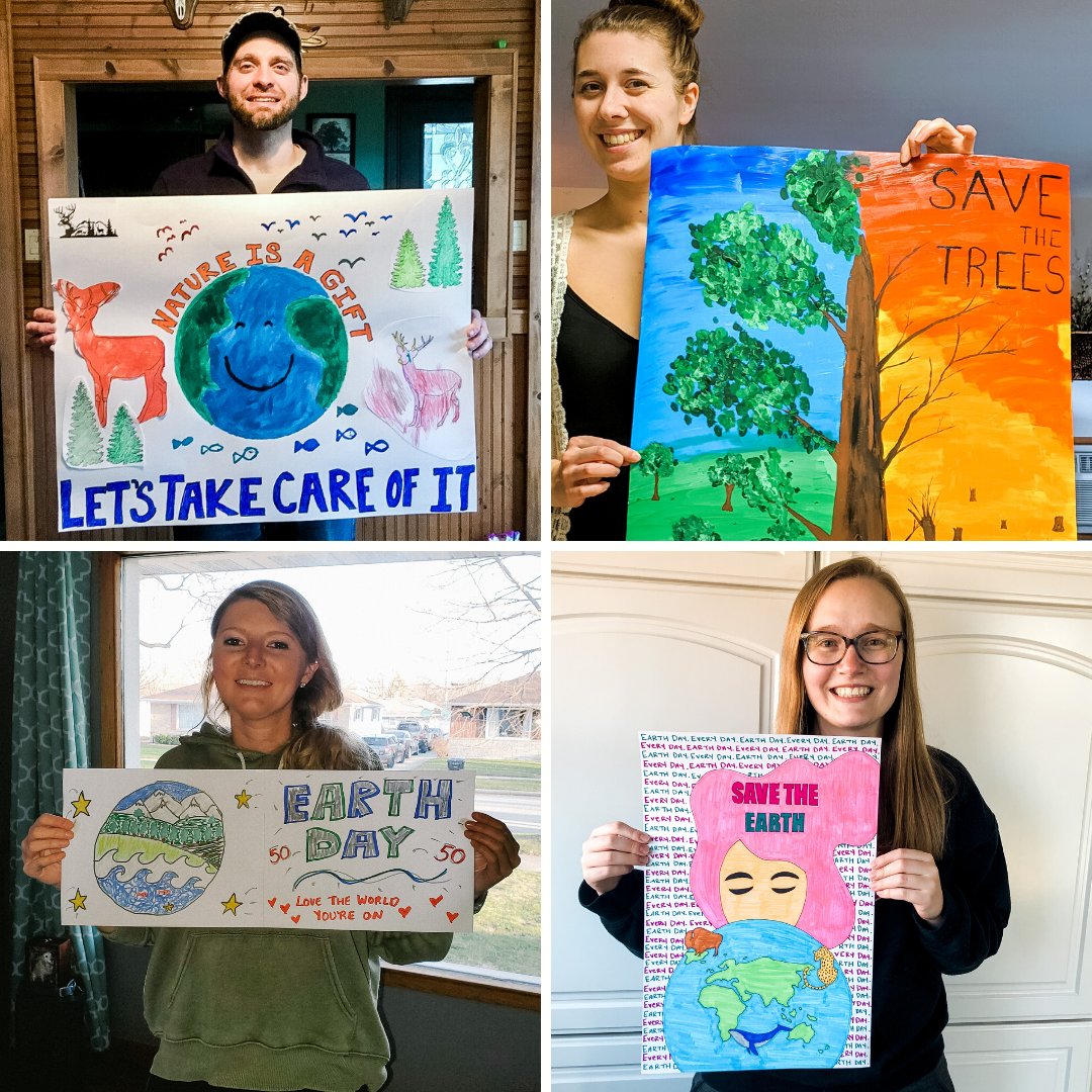 PackageWithLess's tweet image. As a way to celebrate Earth Day, Rocket Industrialists created posters to show our support for a healthy world! We hope that these posters bring smiles to the walkers in our neighborhoods.  #EarthDay #SocialDistancing #StrongerTogether #PandemicPositivity
