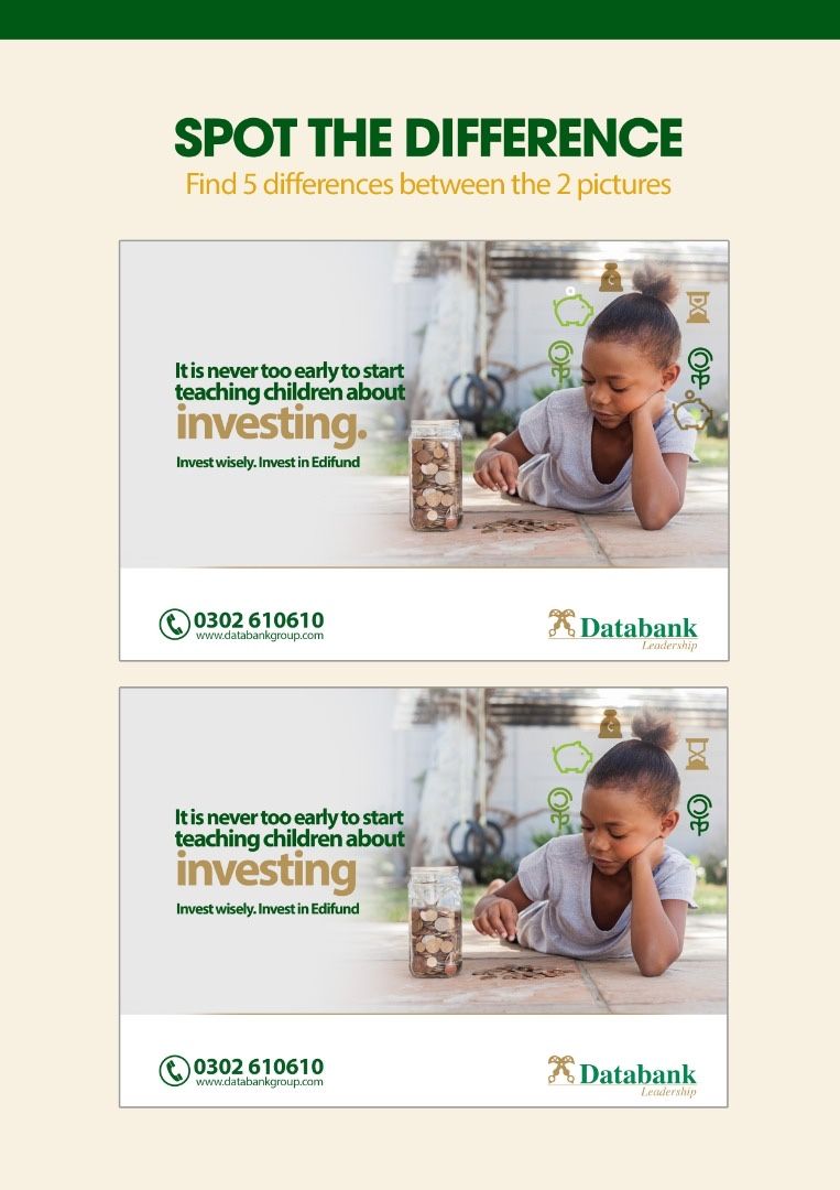 Databankgroupgh's tweet photo. How attentive are you to our #Edifund posts? 

Spot the 5 differences between the 2 images.
#DatabankTurns30
#HereToStay
#WeAreStillWorkingFromHome. https://t.co/fY520eCFyj