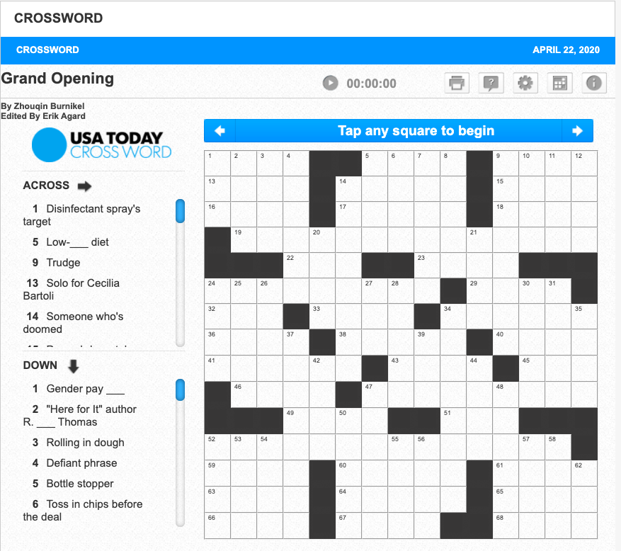 Usa today crossword answers