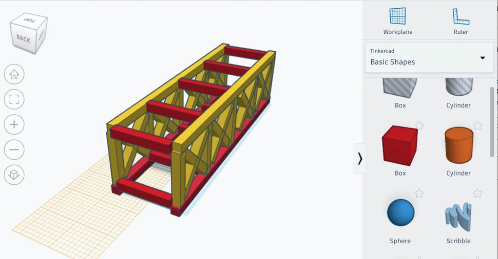 Worldof3208's tweet photo. I gave s’s a choice assignment on bridges. Some have chosen to use TinkerCAD. Student figured out how to use TinkerCAD on their own and made bridges like this. https://t.co/bhIfkvjY7C