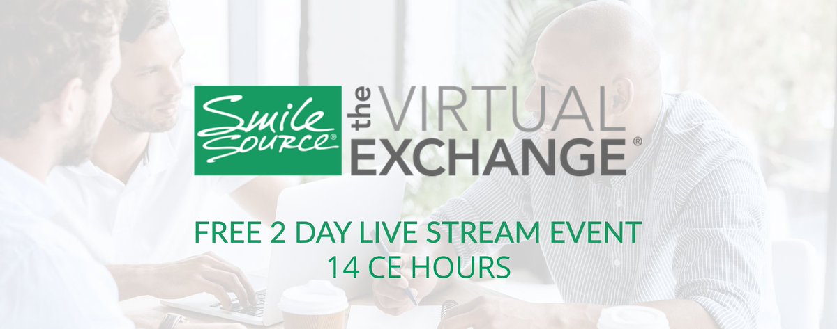 SmileSourceLP's tweet photo. We are excited to announce the Virtual Exchange! Reserve your seat at this FREE CE event now:
https://t.co/gmgtY3aeDn

We will continue to share the details of the line up this week so go ahead and get registered today for this FREE event for doctors and team members. https://t.co/O2rnvowd83