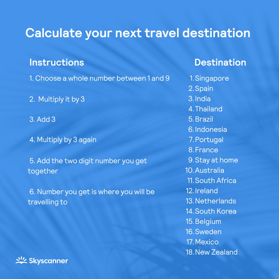 This is what I call great PR from a company! <a href="/Skyscanner/">Skyscanner</a> is using their mathematicians for smart marketing campaigns!  Where will you travel next?😂
#StayHome #MathsEveryoneCanAtHome