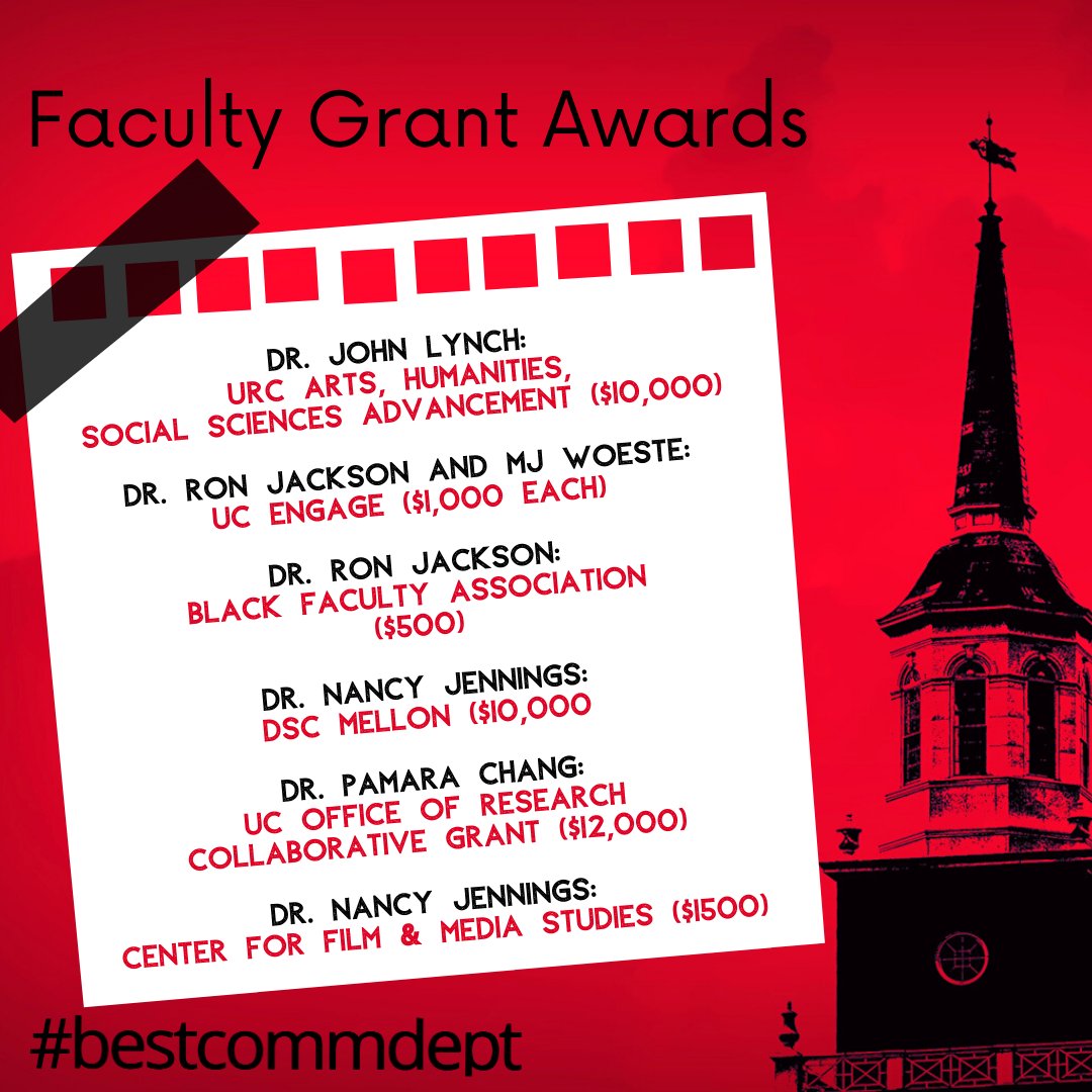 CommUC's tweet photo. Congratulations to our faculty grant awardees. #bescommdept #bestCommCeleb #CommCeleb2020 @jennings_nancy @mcmickenprof https://t.co/rC9INbOOW7