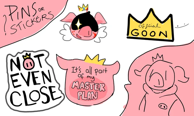 ''Kloki vs drawing merch ideas'' second round
+pins and stickers are kinda cute :>
@Technothepig 