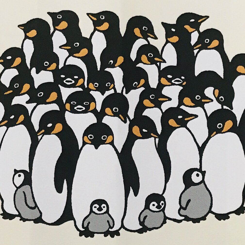 「ペンギンの密。

(「社会のしんがり」のカバーイラストを描きました)
 #カメラ」|さかざきちはる＠展覧会ペンギンアパートメント4/21〜のイラスト
