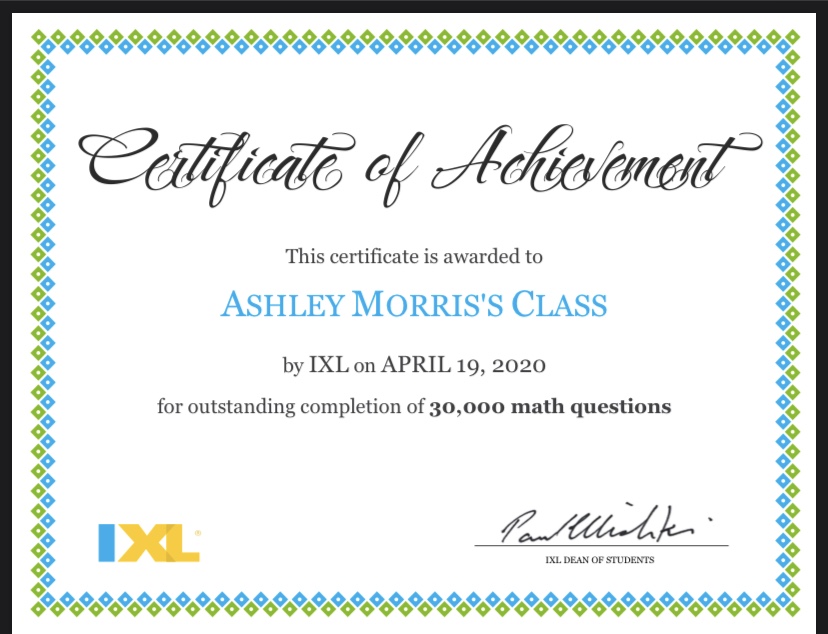 SkylineSchool's tweet photo. Check out these numbers for Mrs. Morris's math class! Over 30,000 math questions completed! Awesome job by the students and Mrs. Morris! Keep up the great work! #builtbyskyline #IXLmath #GoVikings https://t.co/OGzKCDqQX3