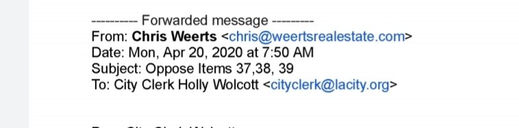Also not sure what Chris Weerts owns l, but he's run his own real eatate company for 20 years and owns apartments, so I don't think he's the kind of "working class mom and pop landlord" that city council thinks they're protecting.