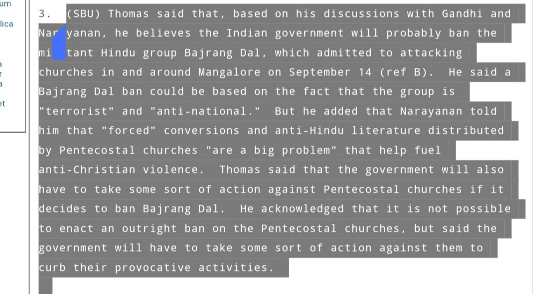 Bajrang Dal displayed strong resistance to conversions and distribution of anti-Hindu literature by Pentecostal churches.So, Sonia Gandhi held discussion to ban Bajrang Dal as terrorist organization. Another instance of Congress intent to create "Hindu Terror".(4/n)